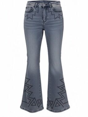 DENIM - Light Blue Western Flare Jeans Blue Grey • High Waist